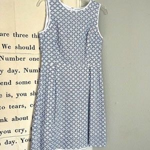 Women's Brooks Brothers Sleeveless Pleated Eyelet Cotton Striped Dress sz 10P
